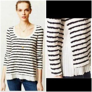 Anthropologie Postage Stamp Top Striped Tunic blue white S